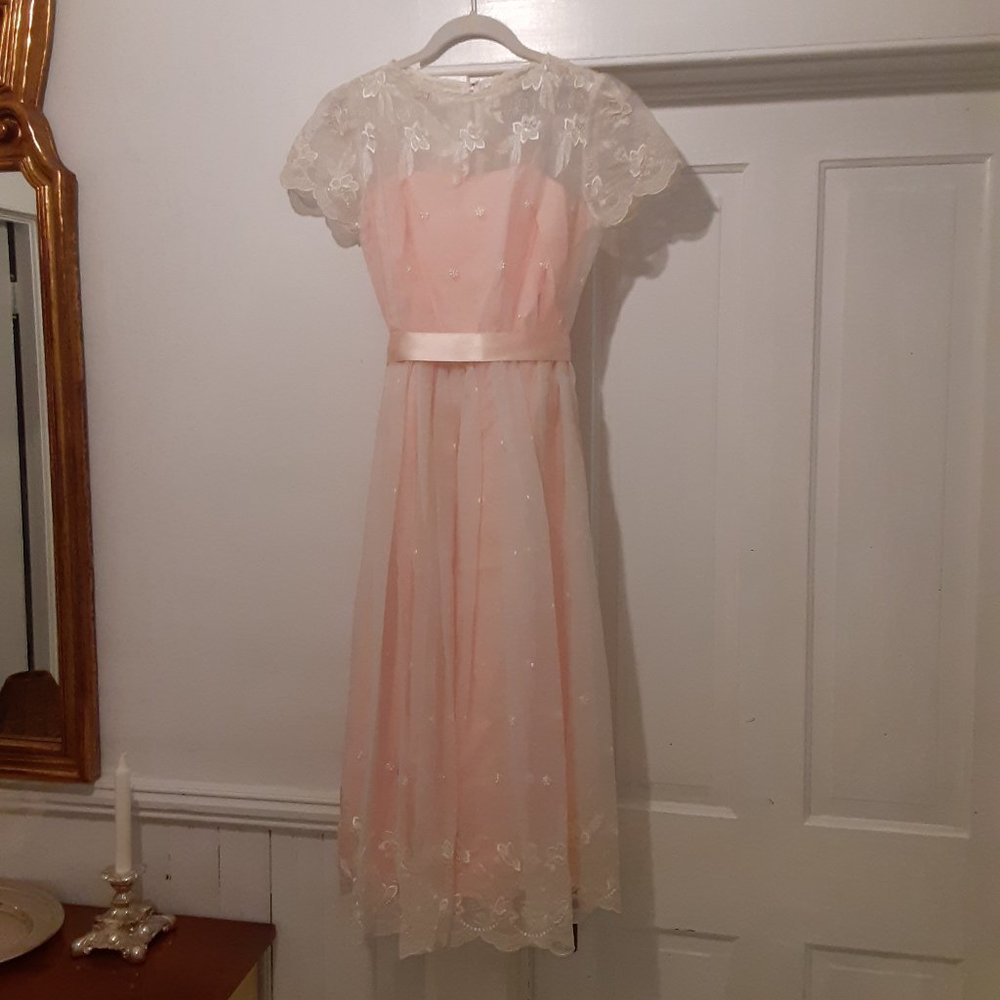Special Occasions Dress, Peach and Cream